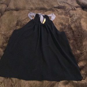 Navy blue with lavender strap sleeveless blouse